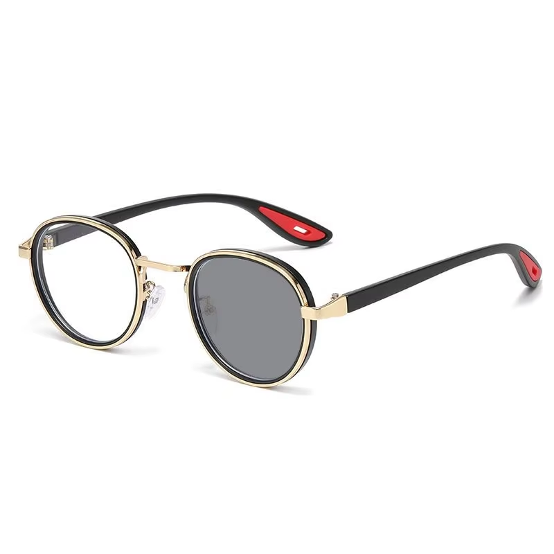 Gaming Glasses Blue Light - Lunettes photochromiques rétro rondes pour femmes,