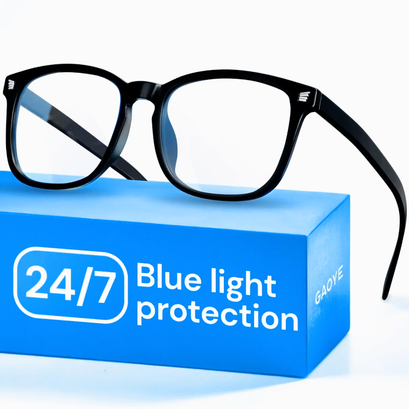 Gaming Glasses Blue Light - Lunettes anti-lumière bleue noires pour ordinateur