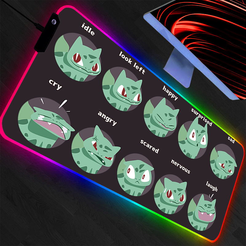 Rgb Mousepad - Tapis de souris LED Pokemon Pikachu,