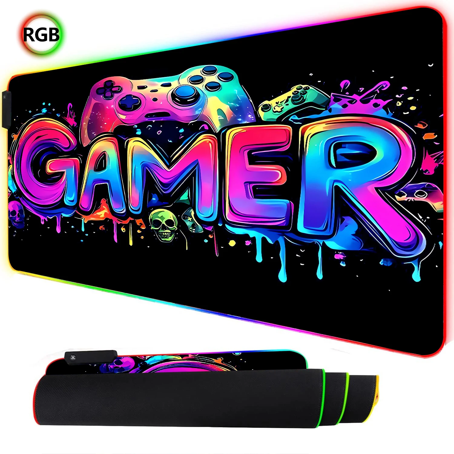 Rgb Mousepad - Rvb néon contrôleur de jeu Art
